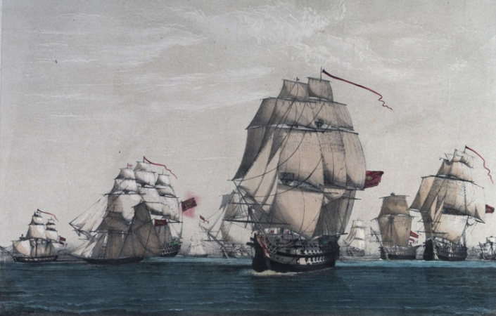 British_convoy_of_sixty-three_ships_and_all_but_eight_ships_captured_by_Spanish_and_French_under_Cordova.jpg