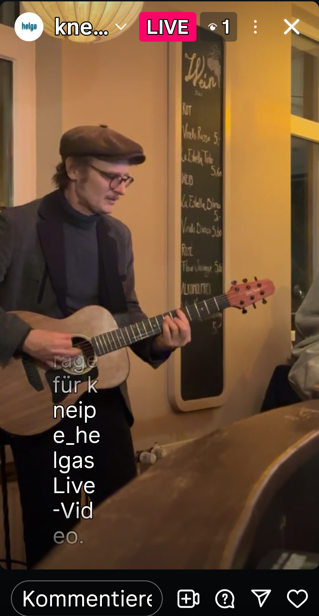 Screenshot Helga Kneipe Instagram Live Video